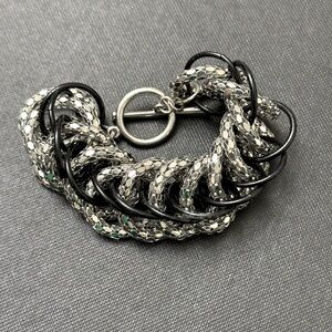 Chunky silver and black bracelet